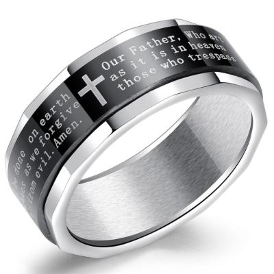 China Hot Sale Vintage Style Fashion Jewelry Stainless Steel Rotatable Cross Ring For Men for sale