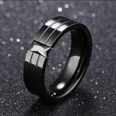 China Fashion Trendy High Quality Jewelry Crystal Stone Black Plated Stainless Steel Ring For Men for sale