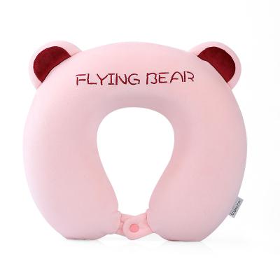 China OEM Cartoon Car Headrest Travel Pillow Cute Soft Magnetic U Shaped Neck Pillow Comfortable Animal Travel Neck Pillow For Kids for sale