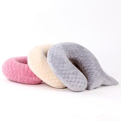 China Anti-Apnea Fashion Mermaid Design High Quality Memory Foam Fabric Soft Travel Neck Pillow for sale