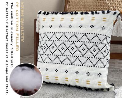 China Moroccan Stitch Boho Tassel Air Permeable Cross Pillow for sale