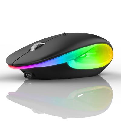 China RGB Backlit Spaceship 2.4G/BT Dual Type-C Wireless Mouse Rechargeable 650mA Li-Battery Model Charging PC Laptop Tablet for sale