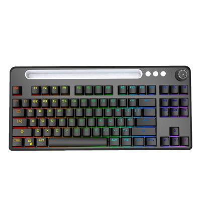 China RGB 87 Keys BT/Wired Gaming Wireless Rechargeable Dual Mode Mechanical Keyboard for PC Laptop Tablet 2800mA Battery with Phone Holder for sale