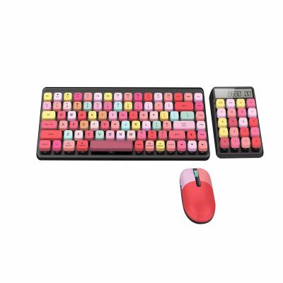 China 3 in 1 New Wireless 3 in 1 Retro Keyboard Mouse Numpad Wireless Colorful Combo Kit For Home Office Desktop Laptop Finance Accounting for sale