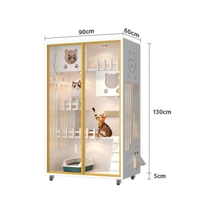 China Breathable Amazon's best-selling indoor wood-plastic space capsule, cat house, cage, cat villa, apartment, pet house with plush bed for sale