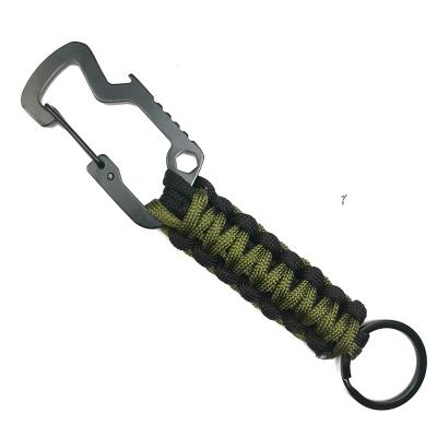 China Multifunctional Outdoor Climbing Rescue Rope Umbrella Rope Braided Carabineer Field Survival Rescue Rope Corkscrew Key Chain Key Chain for sale