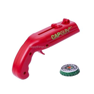 China Low MOQ Novelty Kitchenware Party Game Viable Hat Gun Plastic Cap Gun Bottle Beer Opener for sale