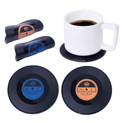 China Custom Viable Retro Item Promotional Logo Silicone Vinyl CD Record Soft Cup Mat for sale