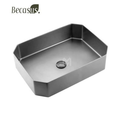 China Gold Bathroom Sink Countertops Stainless Steel Vessel Art Face Hand Brushed Modern Luxury Wash Basin Gold for sale