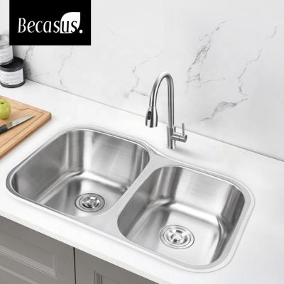 China Without New Large Double Faucet Rectangle Kitchen Sink Bowl Basins Stainless Steel Designed Kitchen Sink for sale