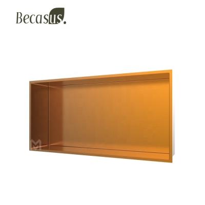 China SS304 Modern Bathroom Recess Metal Wall Hidden Niche Shower Niche Rose Gold Stainless Steel for sale