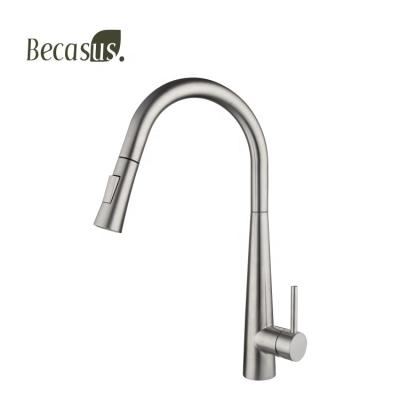 China Modern Stainless Steel Hardware Pull Out Single Hole Sprayer Single Handle Kitchen Mixer Tap Faucet for sale