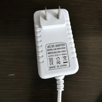 China White Tablet USA 5V1.5A AC Power Charger with 1.5M Cable and Micro USB DC Connector Wall Power Adapter for sale