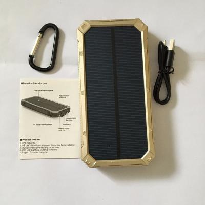 China Waterproof Factory Price 15000mAh Dual USB Silver Housing Solar Charger With Torch And Clamp For Mobile Phone for sale