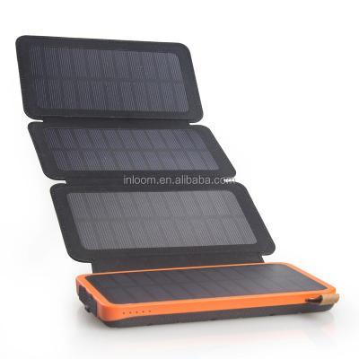 China Factory Price New 4 2017 Foldable Portable Solar Panel 10000MAH 2A Dual USB Charger Power Bank for sale