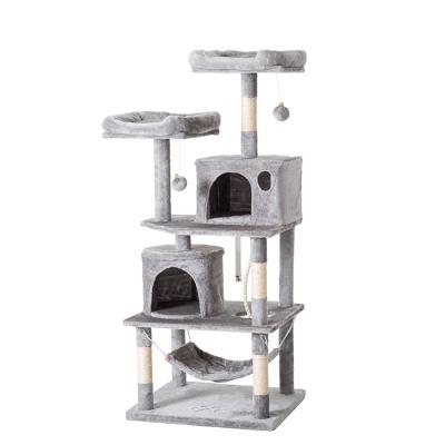 China Free Shipping Viable Cat Tower Wood Floor from Cat Climbing Tree Luxury Climbing Ceiling Cat Tree for sale