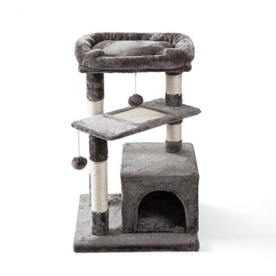 China Durable Comfortable Sturdy And Easy Assembly Mounting Multilevel Housing Wooden Pet Cat Tree for sale