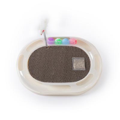 China Interesting Corrugated Cardboard Multifunctional Viable Cat Scratcher from Cat Pet Toy Round Interactive for sale