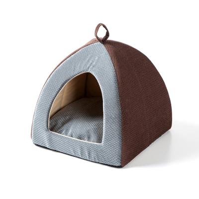 China Breathable Pink Villa Yurt Shaped Pet Kennel Mongolian Luxury Comfortable Bed Kitten House Enclosed Folding Cat for sale