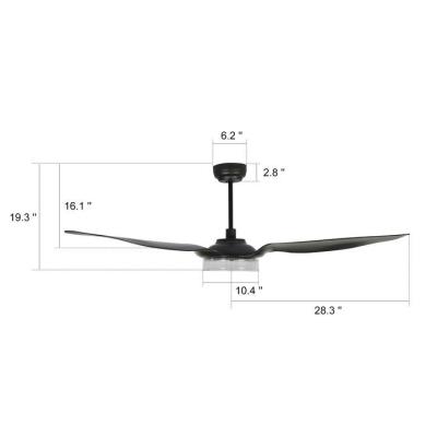 China Modern Black Mountain Air Blades ABS Icebreaker 56 Inch 3 Blades CARRO Indoor Decorative Ceiling Fan with LED Lights Remote Control for sale