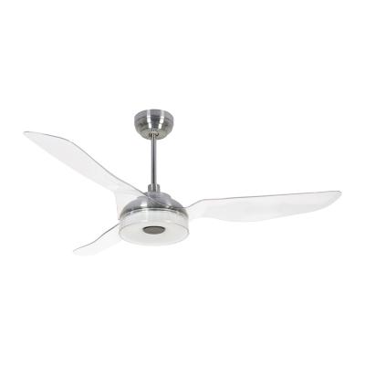 China Modern CARRO Icebreaker 56 Inch DC Motor Decorative Silver Ceiling Fan 3 ABS Clear Blades With LED Lights for sale