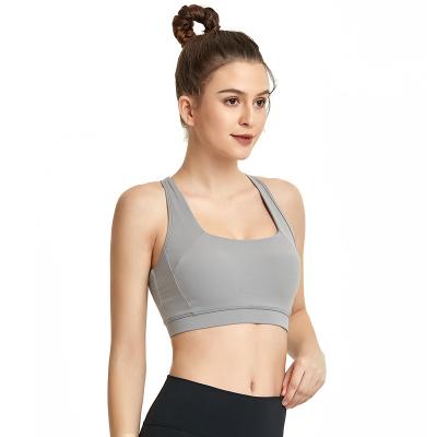 China Cute Breathable Cross Strap Design Yoga Back Tops Wear Vest Elasticity Fitness Training Running Shockproof Yoga Gathering Sports Bras for sale