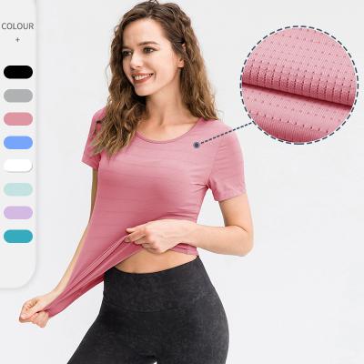 China High Quality Breathable Women's Gym Wear Women's Short Sleeve Yoga Top Workout Sports T-shirt for sale