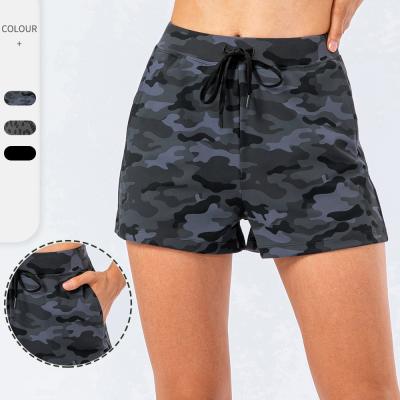 China Breathable Drawstring Design Loose Sports Shorts Women's Yoga Elastic Quick Dry Gym Top Short Pants Running Girls Fitness Abbreviations for sale