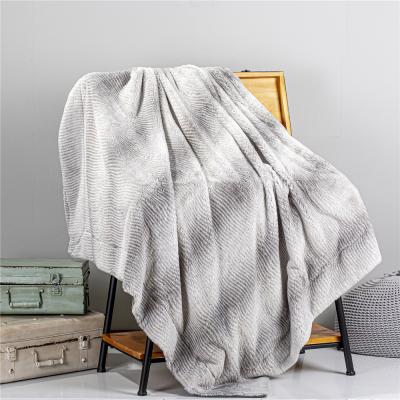 China Super Soft Printed Rabbit Fur Throw Covering Throw Anti-Scratch Printed Rabbit Fur Throw For Homedecor for sale