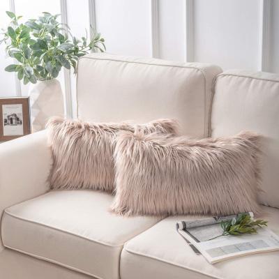 China High Quality Mongolian Fur Cushion Anti-Pull Pillow Gray Fur Pillow For Living Room Bedroom for sale