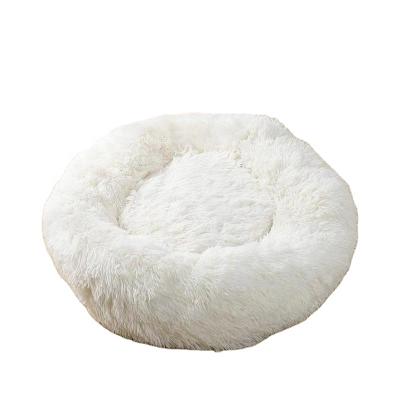 China Factory Wholesale Custom Luxury Soft Plush Round Faux Fur Pet Bed Breathable for sale