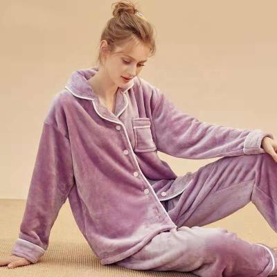 China Leisure Wear Fashion and Hot Lady's Women's Thick Flannel Pajama Sets for sale