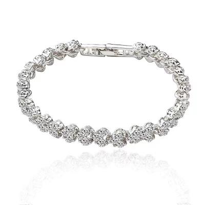 China Diamond Bracelet With Zircon Stone Heart Shaped Hot Sale Fashionable Roman Stylish For Women for sale