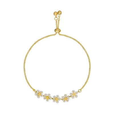 China Fashionable Hot Selling Luxury High End Zircon Charm Bracelet Crystal Gold Flower Adjustable Bracelete For Women for sale