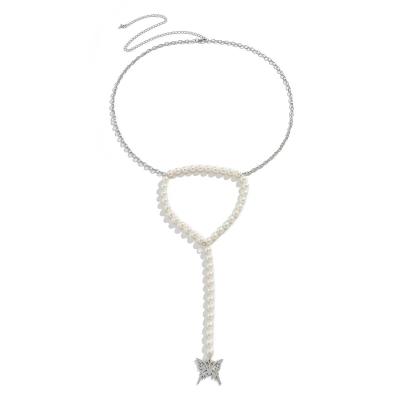 China Hot Selling Fashionable Sexy Butterfly Pearl Tassel Waist Chain For Women Bikini Pearl Simple Chain Jewelry 2022 New for sale