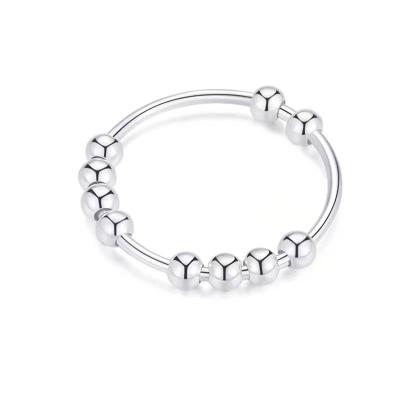 China Best Selling Trendy Agitated Person Rings For Anxiety With Bead Spinner Ring 925 Sterling Silver Anti Anxiety Ring For Women for sale