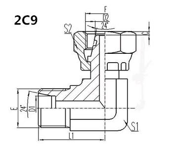 China 2C9 hydraulic hose fitting, carbon steel material and complete in specifications for sale