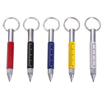 China Hot Selling 22021 Comfortable Handle 6 In 1 Ballpoint Pens Mini Multifunction Stylus Tool Metal Key Chain Screwdriver Shape Screwdriver for sale