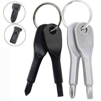 China Comfortable Handle Mini Screwdriver Keychain Multifunctional Pocket Portable Mini Tool Universal Bit Screwdriver with Key Ring Outdoor for sale