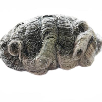 China Indian Remy Hair Old Men Wigs Gray Hair Mens Toupee for sale