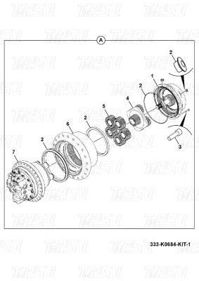 China 333/K0684 Steel Excavator Travel Gearbox With Hydraulic Travel Motor Drive JS200 Catalog for sale