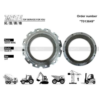 Cina R220-9 Swing Steel Excavator Ring Gear 39Q6-12110 63T Per un funzionamento regolare in vendita