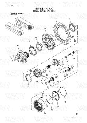 China Catálogo de accionamiento de viaje de acero para excavadoras Reemplazos de diferentes modelos de peso 9224123 9224241 ZX70 en venta