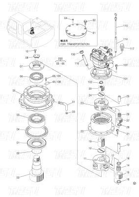 Китай Болт на стале Планетарный экскаватор Swing Gearbox Drive Каталог 9196343 ZX120 продается