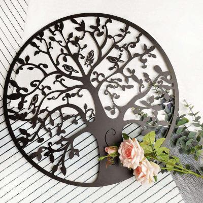 China Art Deco Mingcan Tree Life laser cut wall hanging decoration wall ware plaque iron tree metal wall art for sale