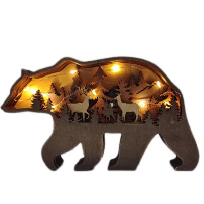 China Multilayer China Mingcan Christmas Decoration Bear Desktop Craft With Light Ornament Home Decor for sale