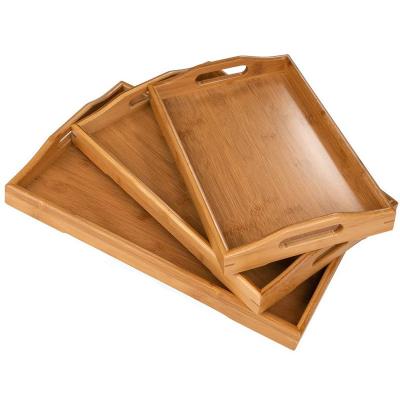 China Home.Restaurant.Bar.Hotel.Wedding. Super Markets Promotion Farmhouse Cheap Wholesale Natural Breakfast Rectangle Tableware Bamboo Food Serving 3 Pcs Custom Multifunctional Tray Set for sale