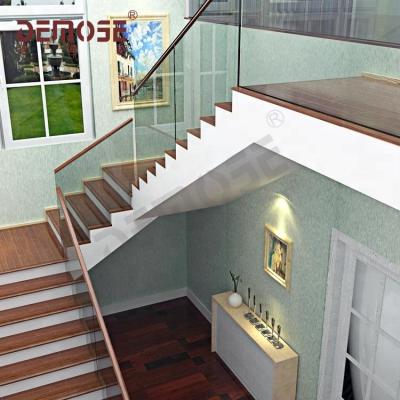 China 2020 China Traditional Glass Manufacture Wooden Stair Railing Fence Idea for sale