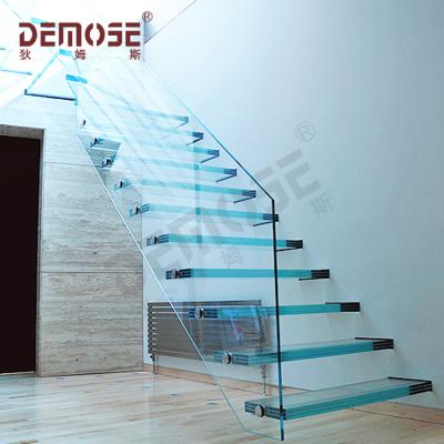 China Hot-sale modern tempered glass panel stairs with glass stairs price for sale