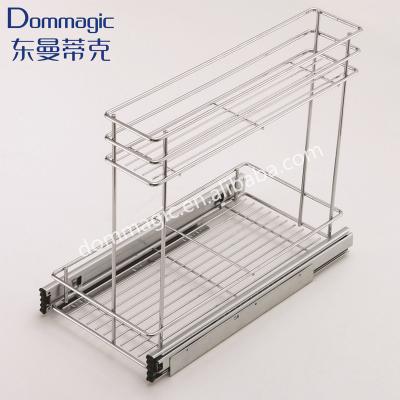 China Morden Home Pantry Organizer Chrome Plated Sideboard Wire Pull Out Basket for sale